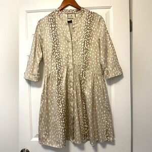 Tuckernuck XS Antelope Royal Shirt Dress mini 3/4 sleeves tan beige